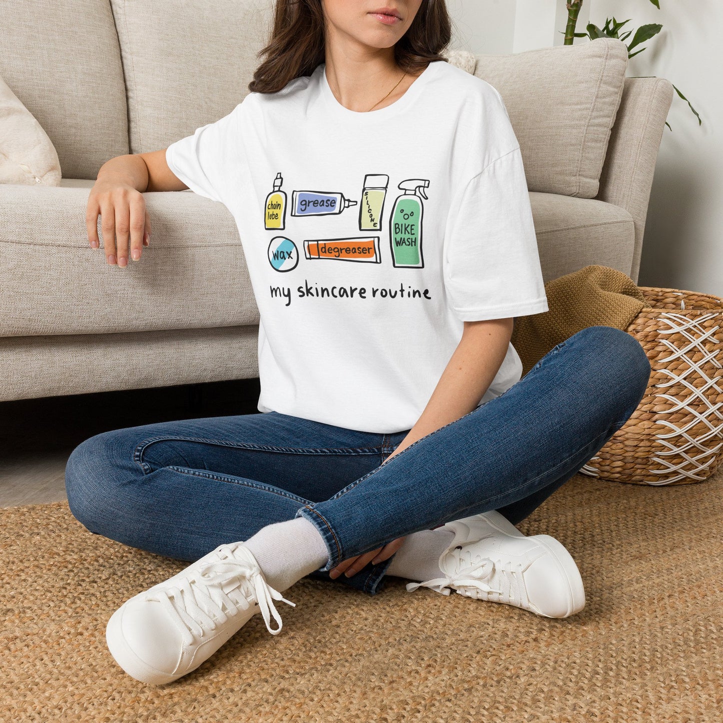 Bike Care T-Shirt — "My Skincare Routine" Cycling Maintenance Graphic Tee