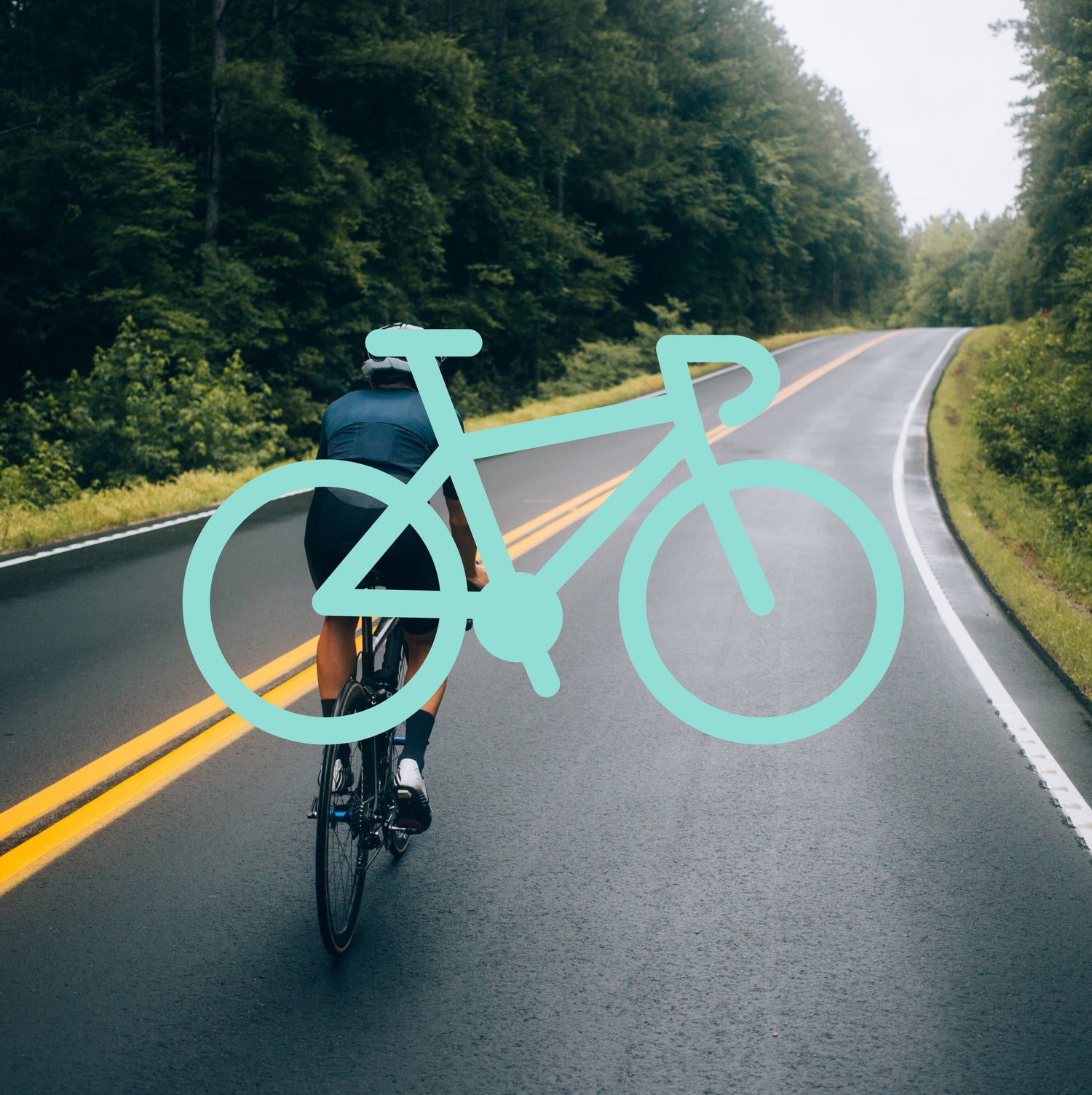 graphic over solo rider on country road